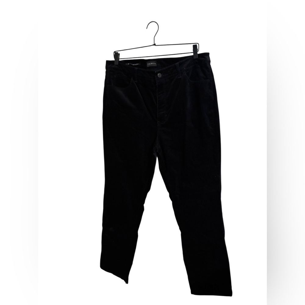 Talbots Black Velveteen Straight Leg Pant Size 16